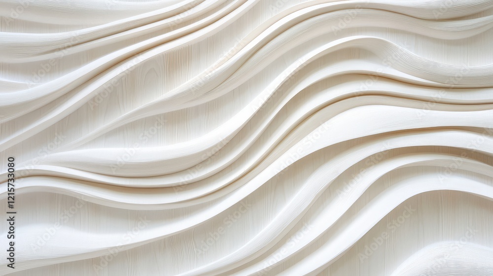 Poster textured white wooden background with undulating furrows in elegant curved patterns for modern desig
