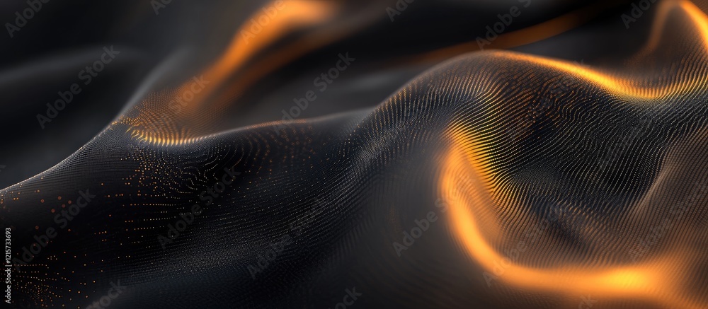 Poster dynamic abstract fabric waves with electric glow and text space for modern technology background des