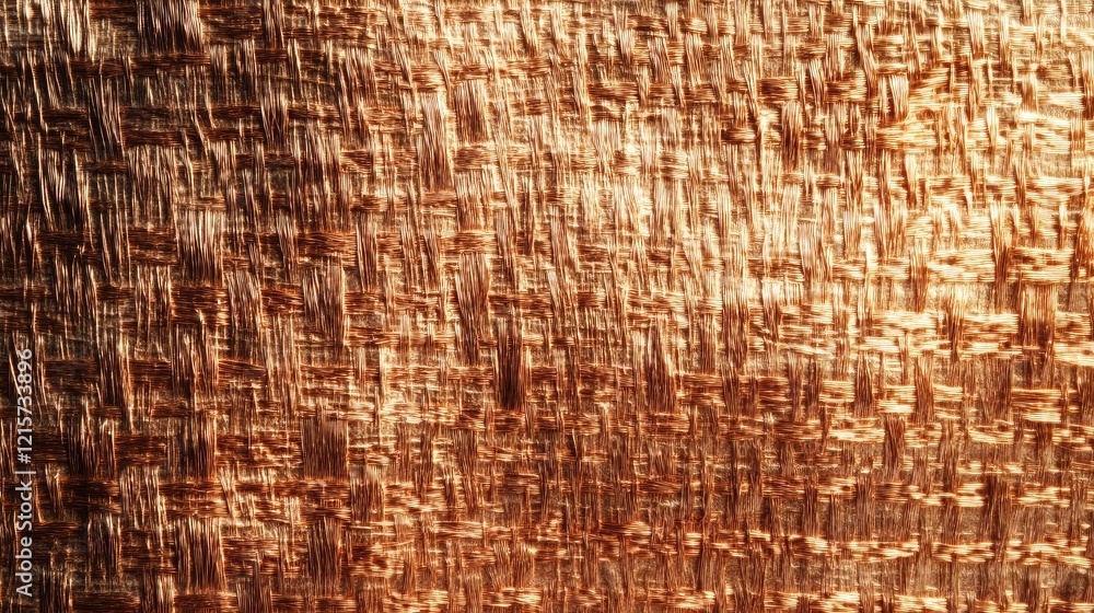 Aufkleber woven copper thread texture with reflective surface showcasing intricate patterns in a metallic insu