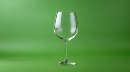 Fototapeta premium Elegant wine glass on vibrant green background showcasing clarity and design for beverage or dining related visuals.