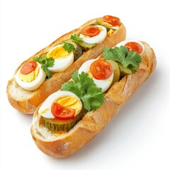baguette stuffed with eggs pickled