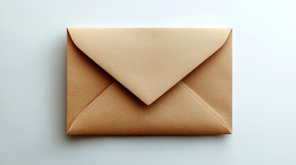 Minimalist top view of a blank brown envelope on a white background for vintage stationery design and creative aesthetic applications