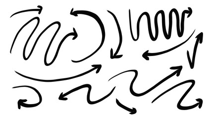 A set of hand-drawn arrows in various styles and directions. Perfect for adding a dynamic and creative touch to your designs