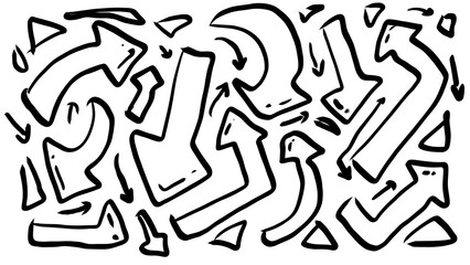 A set of hand-drawn arrows in various styles and directions. Perfect for adding a dynamic and creative touch to your designs