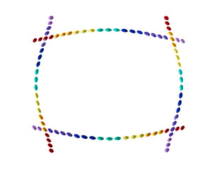 Naklejka premium Pinch or bulging frame is made of rhinestones. Isolated colorful curving rows for framing that looks 3D dimensional. Text space background for announcements., art, decoration, design, pattern.