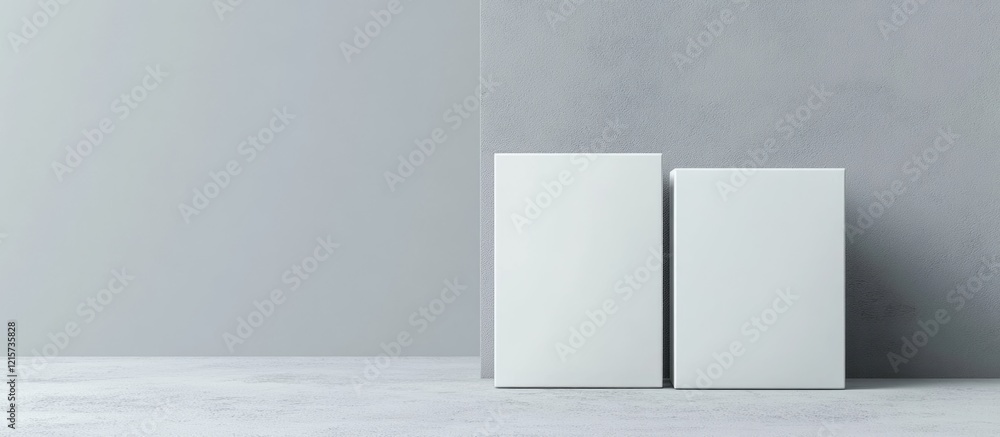 Poster minimalist white packaging for cbd products on neutral background with ample space for custom text i
