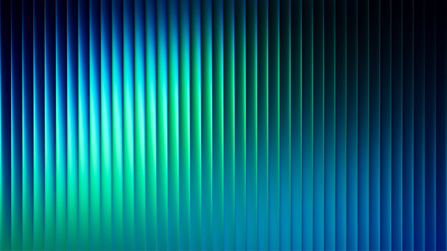 Futuristic neon texture with vibrant shades of blue green gradients and bright smooth fluted vertical lines. Bold dynamic design blending smooth tones and radiant colors for modern visual art project