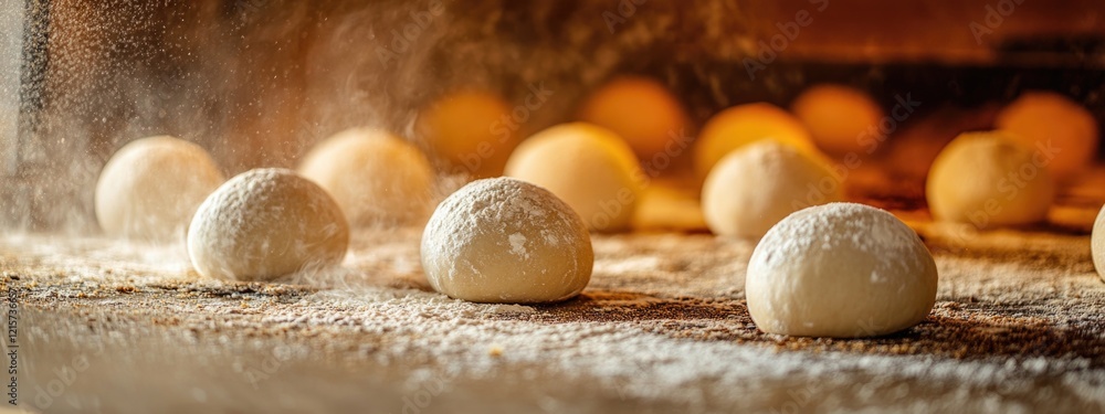 Poster dough balls rising in a wood fired oven creating a golden crust perfect for bread making with empty 