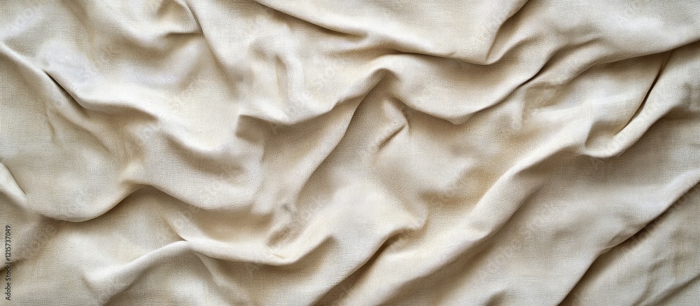 Poster textured fabric background in neutral tones featuring ripples and folds for design inspiration and c