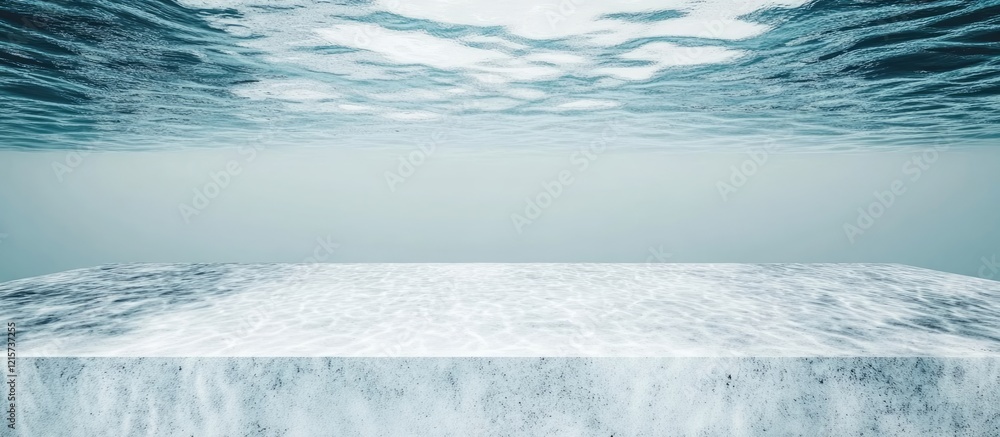 Poster tranquil ocean surface with reflections creating a serene glass-like canvas ideal for text placement