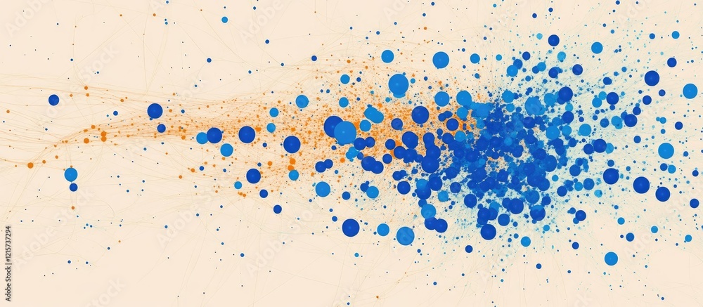 Poster abstract blue dot network distribution with creative copyspace for text and artistic background desi