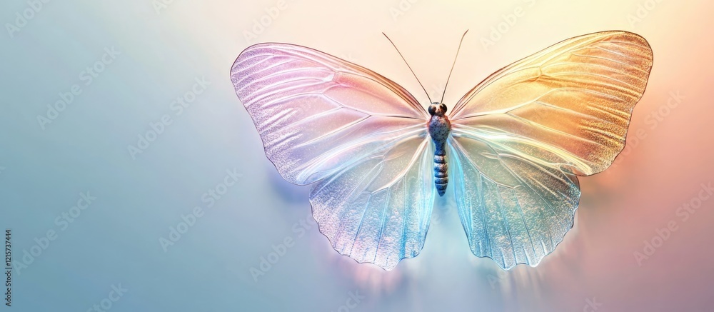 Poster intricate butterfly shaped design with translucent wings and soft pastel colors ideal for elegant in