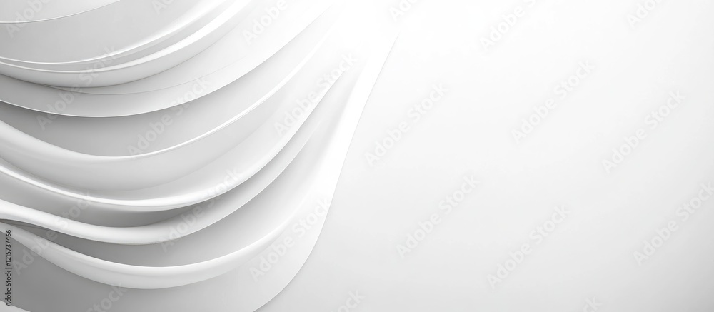 Poster abstract minimalist white wall with flowing layers and ample copyspace for text and creative design 