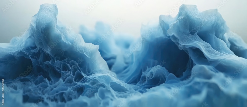Poster blue abstract wave pattern with haze depicting an iceberg close-up and ample copyspace for text in a