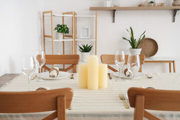 Festive table setting in dining room