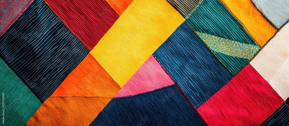 Poster colorful geometric textile backdrop with vibrant patterns and ample copyspace for artistic designs a