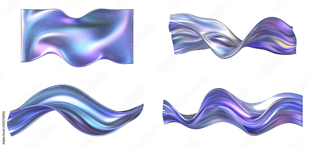 Poster liquid wave collection on clear background generative ai