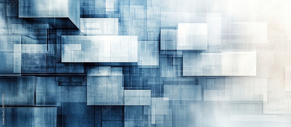 Poster abstract geometric background in blues with blurred texture for modern dystopian office design and s