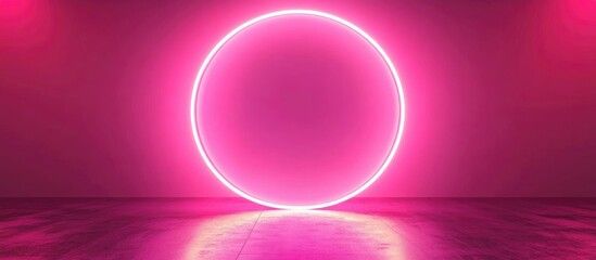 Obraz premium Neon Pink Abstract Light Display with Circular Shape and Blank Space for Text or Graphic Elements