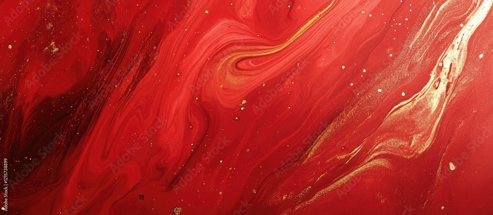 Poster vibrant abstract liquid marbling red and gold background with smooth flowing lines ideal for text pl