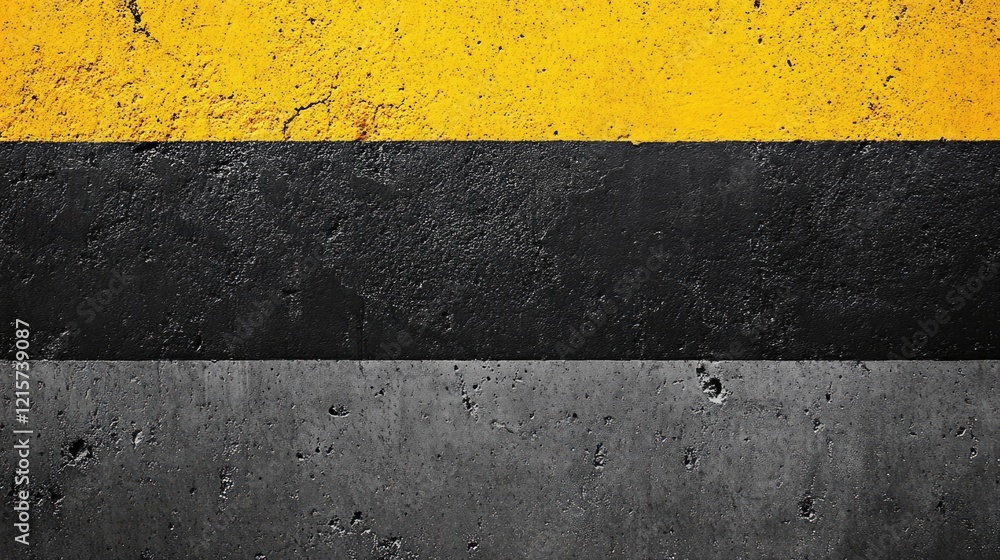 Poster yellow and black striped texture on grey concrete wall perfect for backgrounds or design projects wi