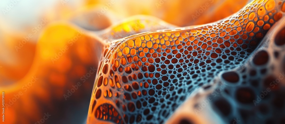 Poster abstract microscopic perspective of colorful organic cells with blurred background and space for tex