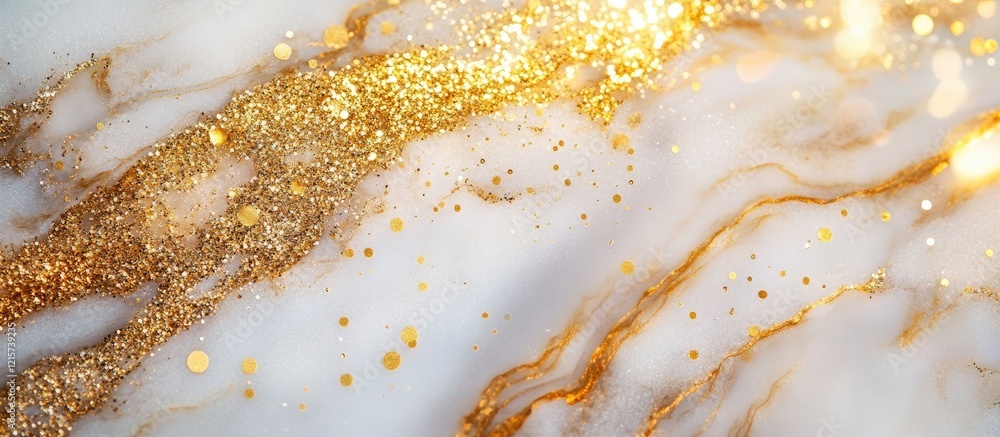 Poster abstract marble texture with shimmering gold glitter on dark background ideal for elegant design and
