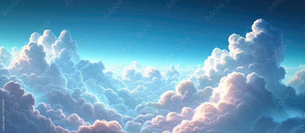 Aufkleber expansive blue sky with fluffy cumulus clouds and ample copyspace for text and design elements ideal