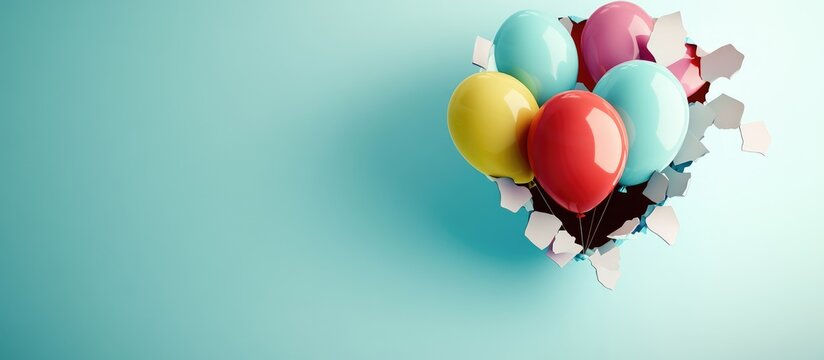 60th Birthday Celebration Colorful Balloons Emerging Through a Hole With Blank Space for Customized Text or Message