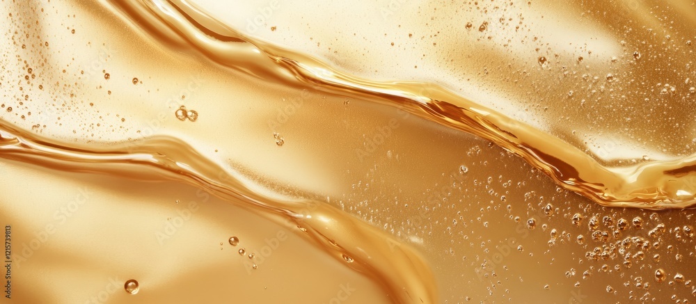 Poster golden liquid texture on ceramic surface with copyspace for elegant text design and modern backgroun