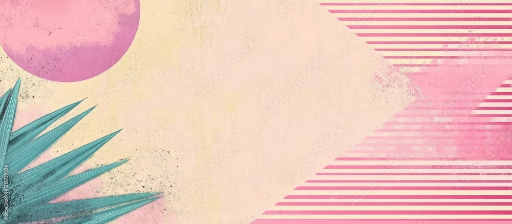 Poster 80s vintage pastel geometric synthwave artwork with empty copyspace for custom text and design eleme