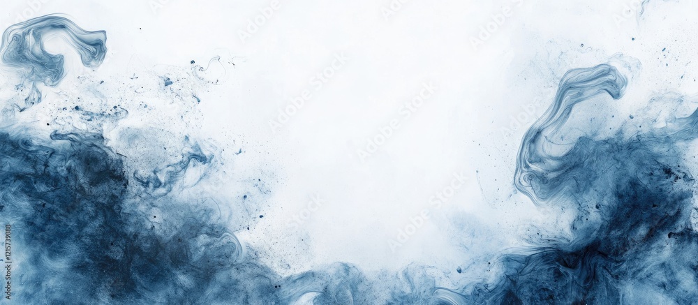 Aufkleber navy blue abstract smoke swirls on a white background creating space for text or content with a mode