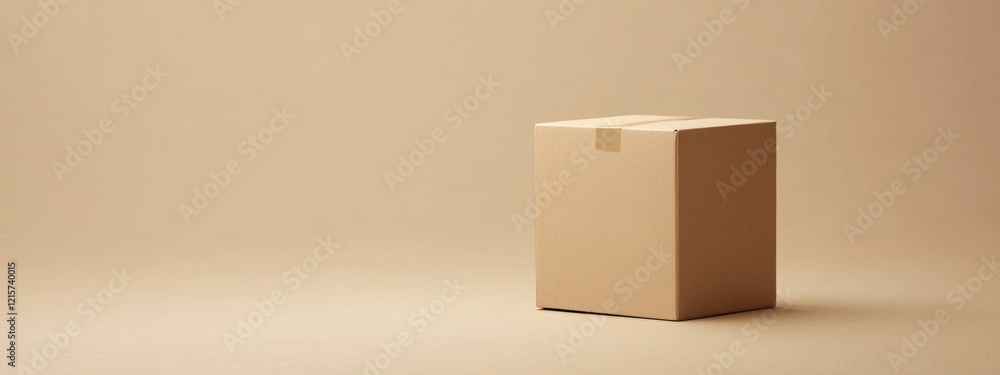 Poster draft cardboard box on neutral backdrop with ample space for creative marketing and branding purpose