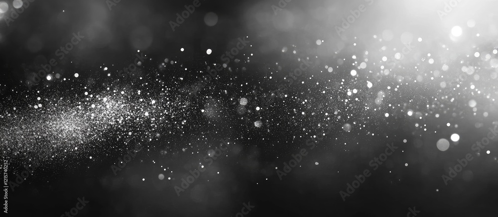 Poster black and silver bokeh abstract background with glimmering lights and space for text or graphics sho