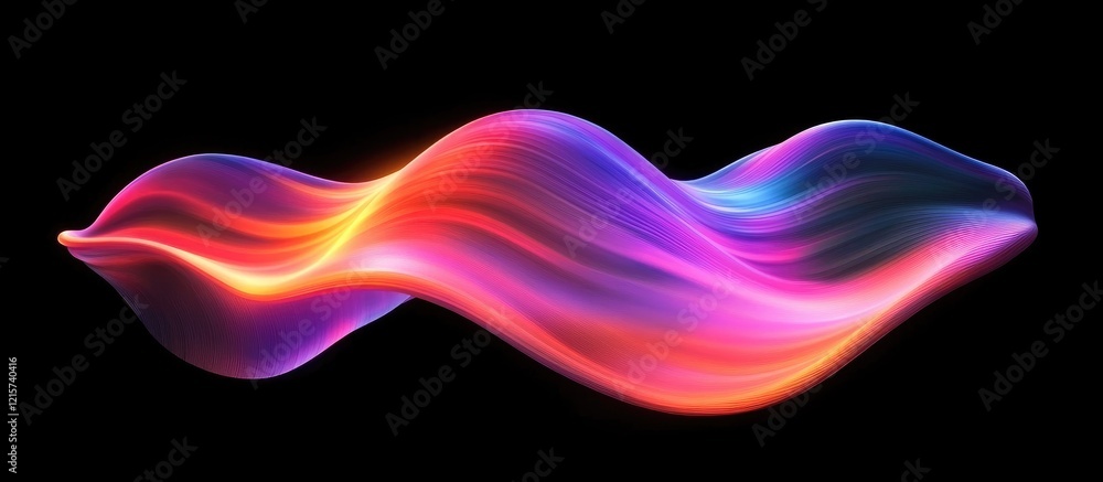 Poster vibrant abstract holographic wave form with dynamic colors and space for text in a modern minimalist