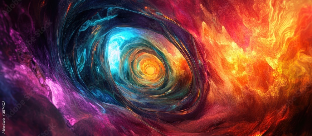 Poster vibrant abstract neon tunnel artwork featuring dynamic colors and spacious area for text or graphics