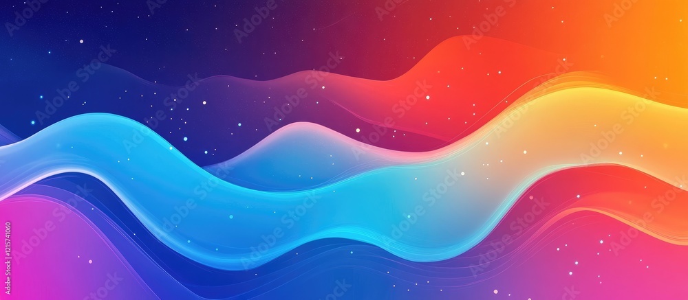 Poster bright colorful abstract horizontal banner with ice blue waves and gradient background ideal for tex