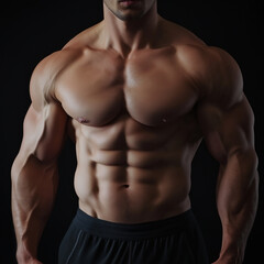 Fototapeta premium Muscular Male Torso Highlighting Strength And Definition Against A Dark Background