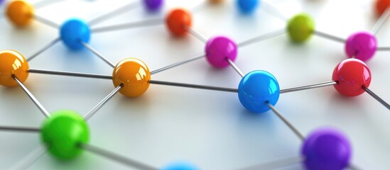 Abstract Network Connectivity Illustration with Colorful Nodes and Copyspace for Text or Graphics