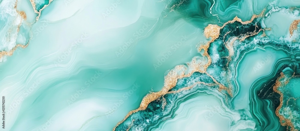 Poster elegant jade green marble texture with swirling patterns and golden accents ideal for backgrounds an