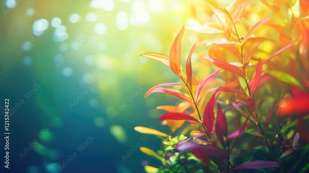 Aufkleber vibrant aquatic plants in a serene setting with soft light creating a tranquil atmosphere for aquari
