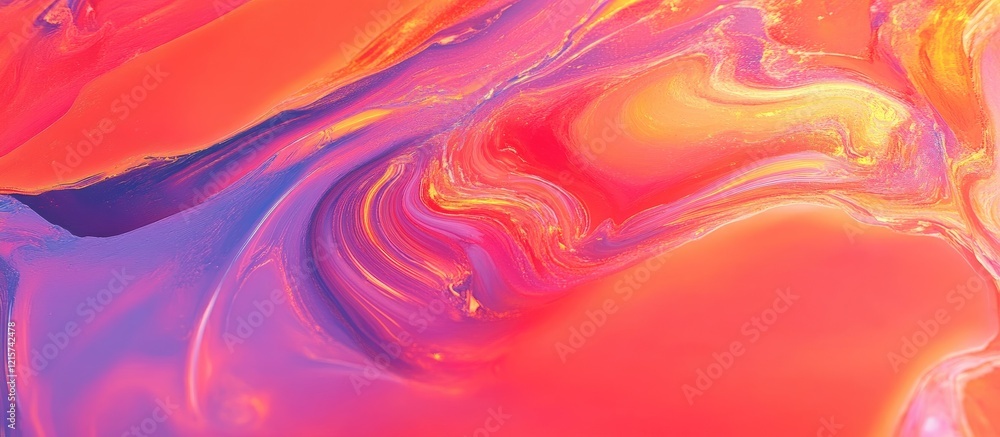 Poster vibrant abstract holographic background with fluid neon colors and copyspace for text in a red and p