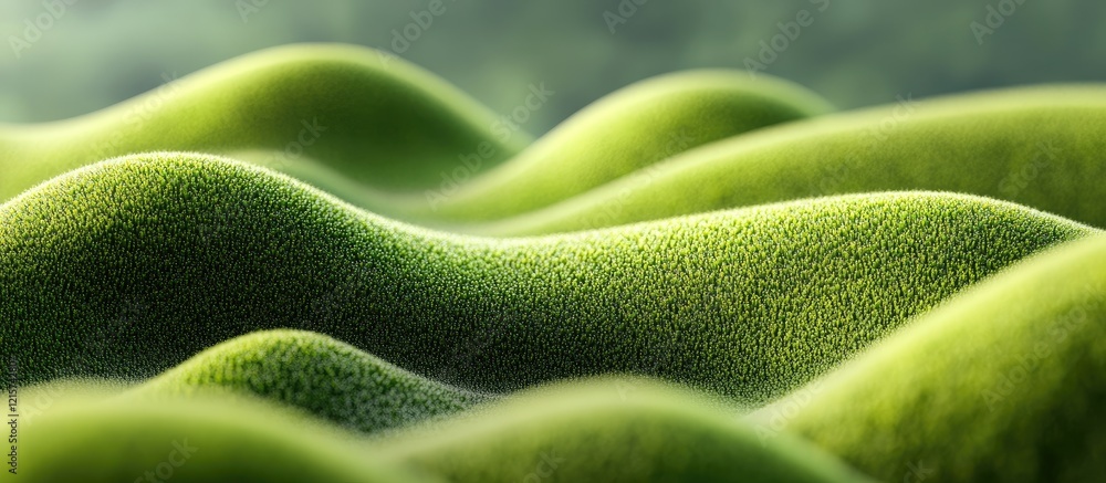 Poster abstract moss texture showcasing unique mound formations with vibrant green hues and ample space for