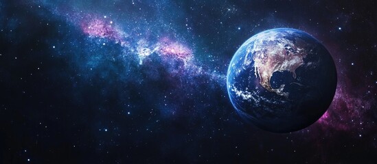 Obraz premium Stunning depiction of Earth viewed from the Moon highlighting celestial beauty and cosmic vastness with space for added text or messaging