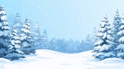 Obraz premium Winter Landscape with Snow-Covered Trees Under Blue Sky Scenic Road View Beautiful Snowy Forest Background with Copy Space for Text