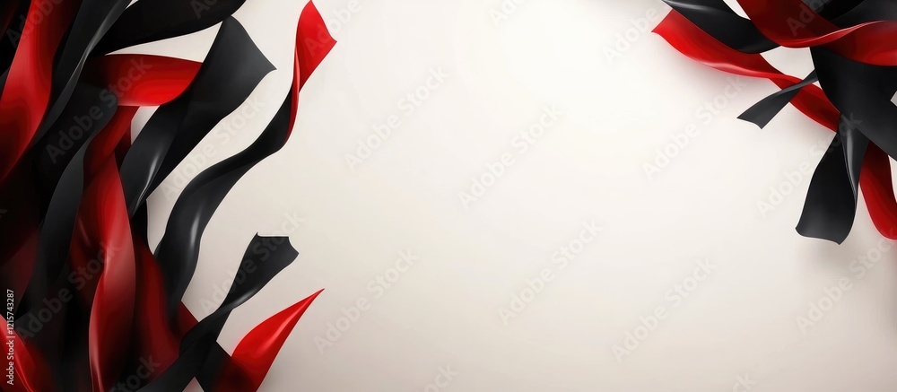 Aufkleber abstract memorial day design featuring flowing red and black ribbons with ample empty space for pers