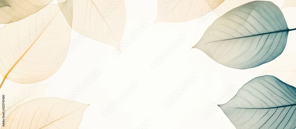 Poster abstract leaf art with soft colors and blank space for text placement in nature inspired background 