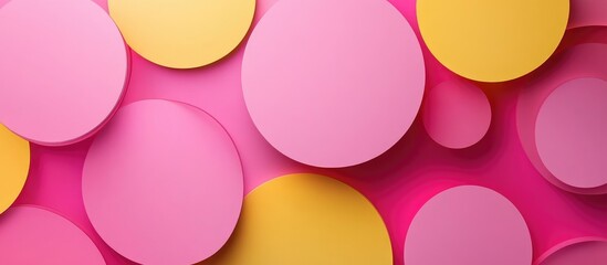 Vibrant abstract composition of magenta and yellow geometric shapes with ample space for personalized text and creative designs