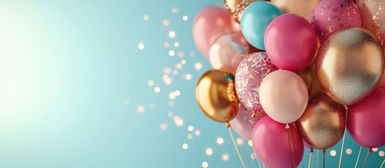 40th Birthday Celebration Balloon Background with Empty Space for Custom Text and Festive Decorations