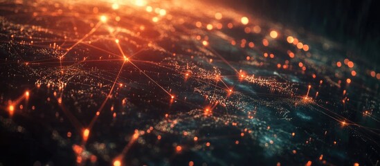 Fototapeta premium Global Network Connection with Dots and Lines Representing Telecommunication and Digital Transformation in 4K with Copyspace for Text